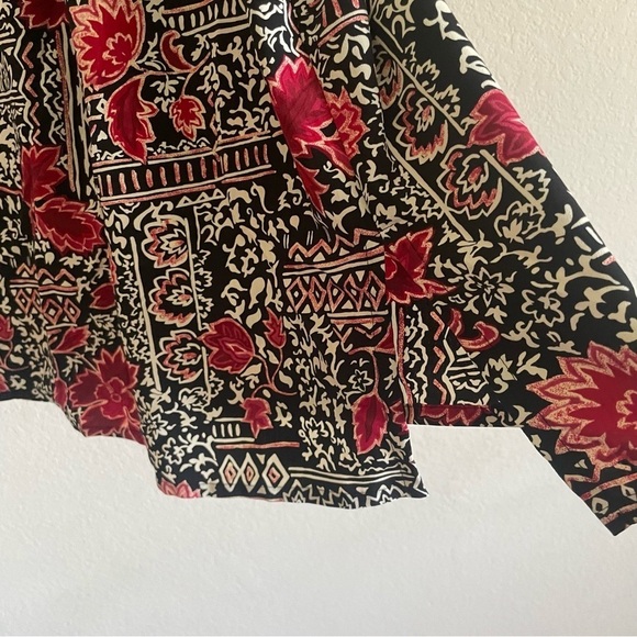 C.S.T Studio woman's 4X button down blouse top red floral flowy business casual - Picture 3 of 10
